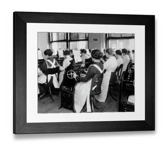 Framed Print : Rows Of Women Using Graphotype Machines Framed Print : Rows Of Women Using Graphotype Machines