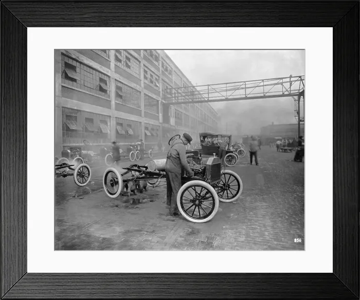 Framed Print : Mounting a Ford Car at the Ford Motor Plant Framed Print : Mounting a Ford Car at the Ford Motor Plant