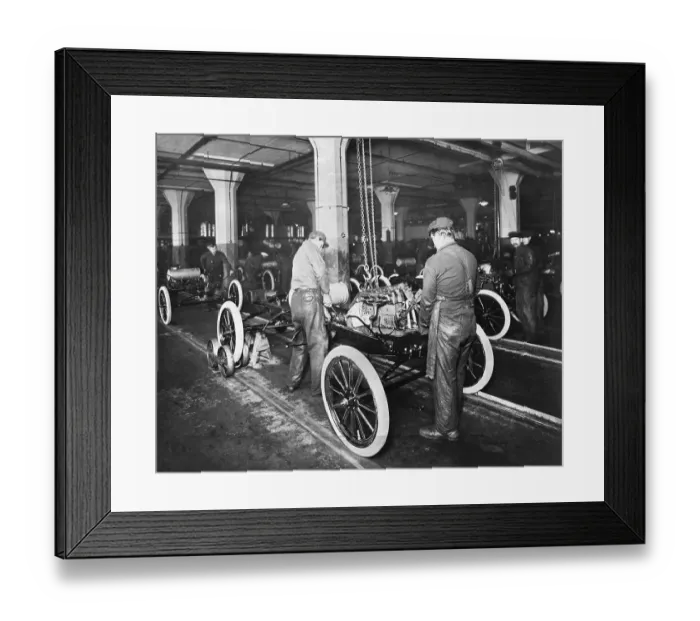 Framed Print : Model T Being Assembled in Ford Plant Framed Print : Model T Being Assembled in Ford Plant