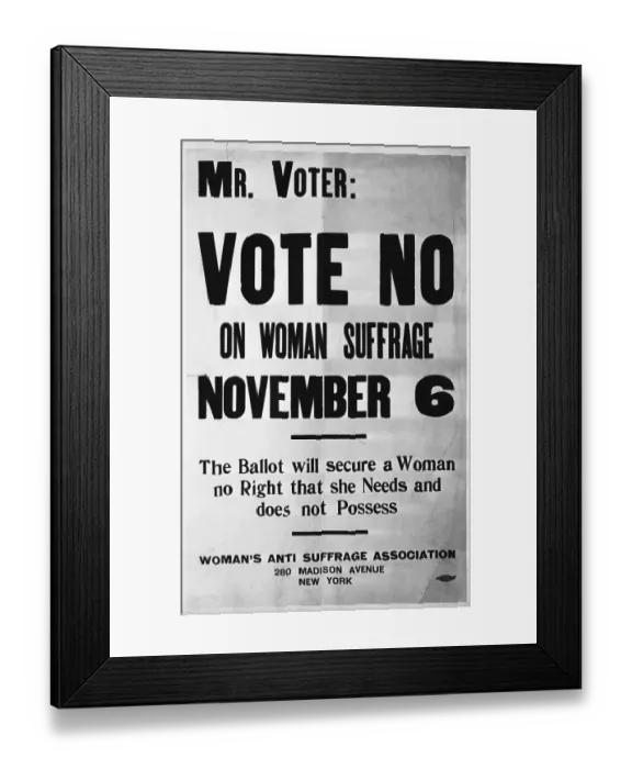 Framed Print : Woman's Anti-Suffrage Association Poster