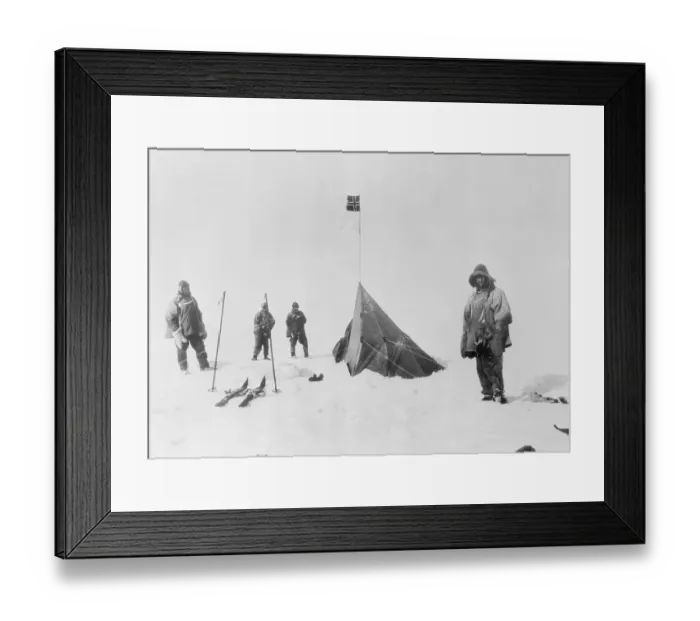Framed Print : Captain Robert Falcon Scott and Party Viewing Amundsen's Tent Framed Print : Captain Robert Falcon Scott and Party Viewing Amundsen's Tent
