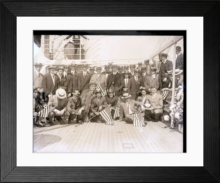 Framed Print : American Athletes on Ship Framed Print : American Athletes on Ship