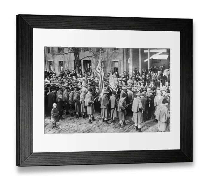 Framed Print : Militia Keeping Strikers Away from Mills Framed Print : Militia Keeping Strikers Away from Mills
