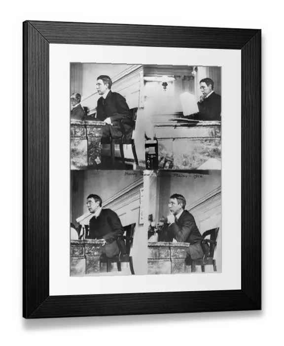 Framed Print : Four Photos of Harry K. Thaw on Trial, 1912 Framed Print : Four Photos of Harry K. Thaw on Trial, 1912