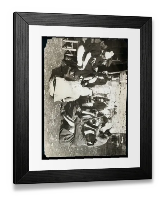 Framed Print : Refugee Albanians Chat Outside