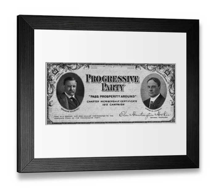 Framed Print : Bull Moose Party Charter Member Certificate Framed Print : Bull Moose Party Charter Member Certificate