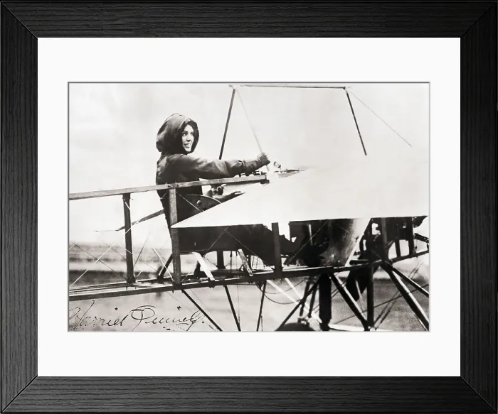 Framed Print : Pilot Harriet Quimby Sitting in Monoplane Framed Print : Pilot Harriet Quimby Sitting in Monoplane