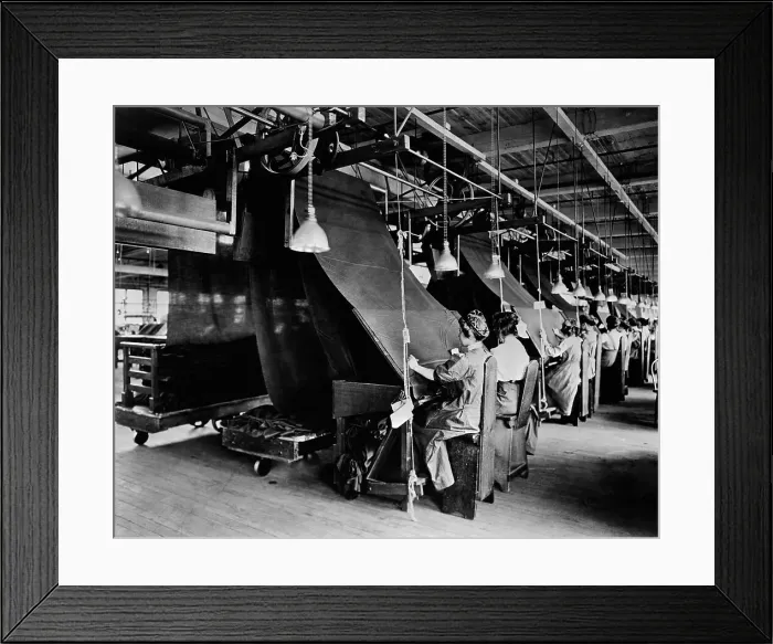 Framed Print : Textiles Being Examined Before Shipment Framed Print : Textiles Being Examined Before Shipment