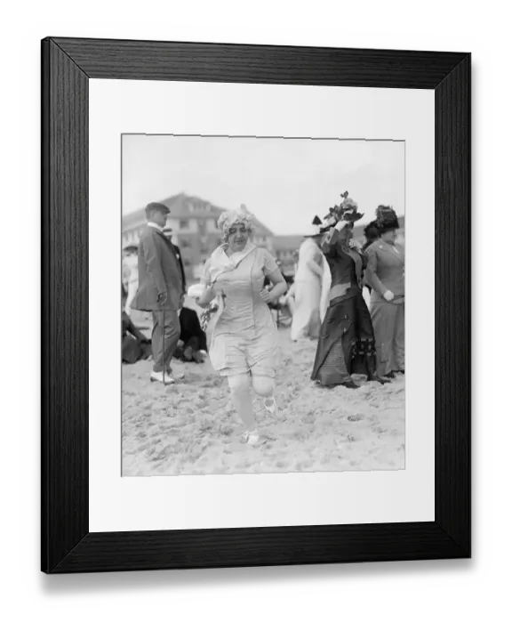 Framed Print : Woman Jogging in Bathing Suit Framed Print : Woman Jogging in Bathing Suit