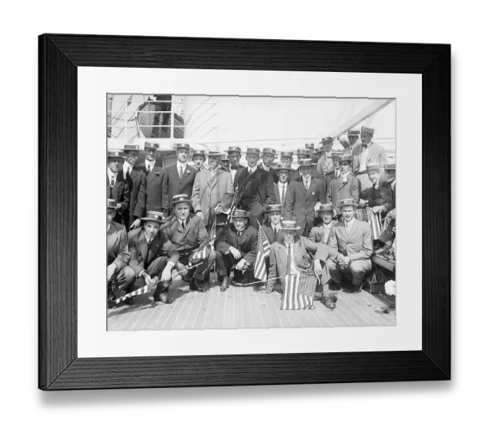 Framed Print : American Athletes on Ship Framed Print : American Athletes on Ship