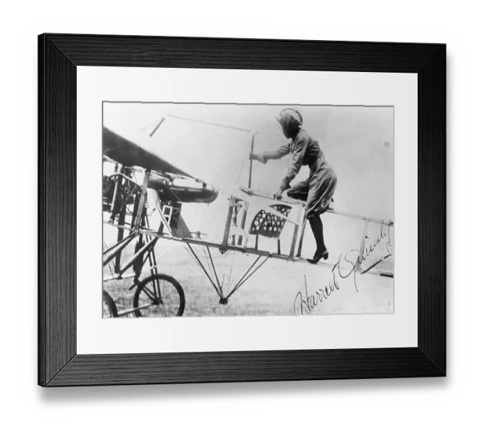 Framed Print : Harriet Quimby Climbing into Monoplane Framed Print : Harriet Quimby Climbing into Monoplane
