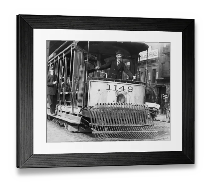 Framed Print : New York Street Car With Motorman Framed Print : New York Street Car With Motorman