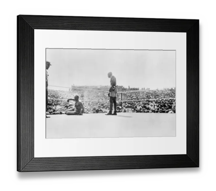 Framed Print : Jack Johnson In Ring With Fallen James Jeffries Framed Print : Jack Johnson In Ring With Fallen James Jeffries