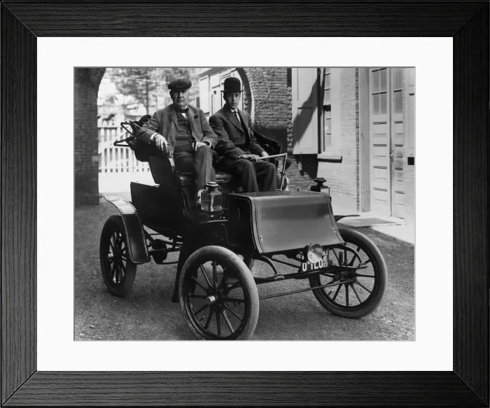 Framed Print : Thomas Edison and Son in Automobile Framed Print : Thomas Edison and Son in Automobile
