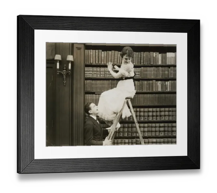 Framed Print : Man Shaking a Woman's Ladder Framed Print : Man Shaking a Woman's Ladder