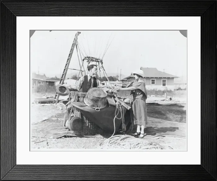 Framed Print : Buster Keaton in Hot Air Balloon