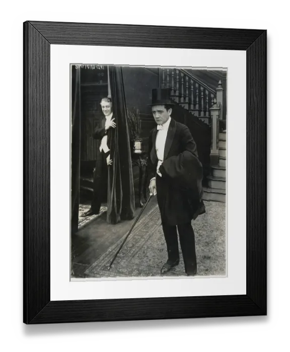 Framed Print : Man Laughing at Gentleman in Top Hat Framed Print : Man Laughing at Gentleman in Top Hat