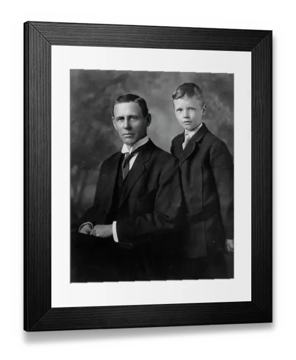Framed Print : Young Charles Lindbergh with His Father Framed Print : Young Charles Lindbergh with His Father