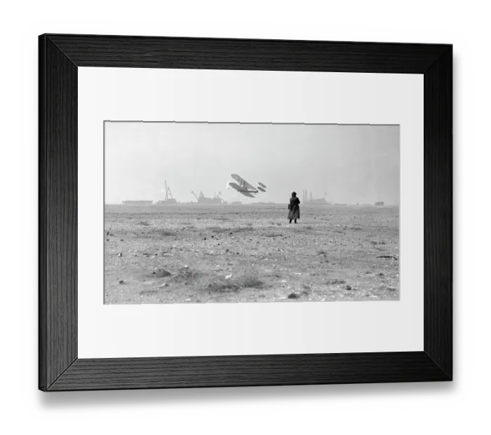 Framed Print : Wright Bros Airplane Flying Over Field Framed Print : Wright Bros Airplane Flying Over Field