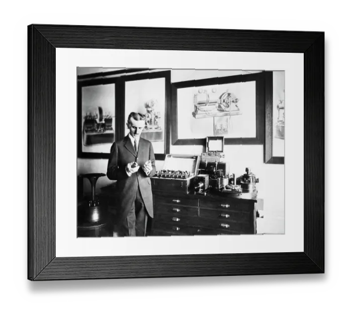 Framed Print : Nikola Tesla In His Laboratory