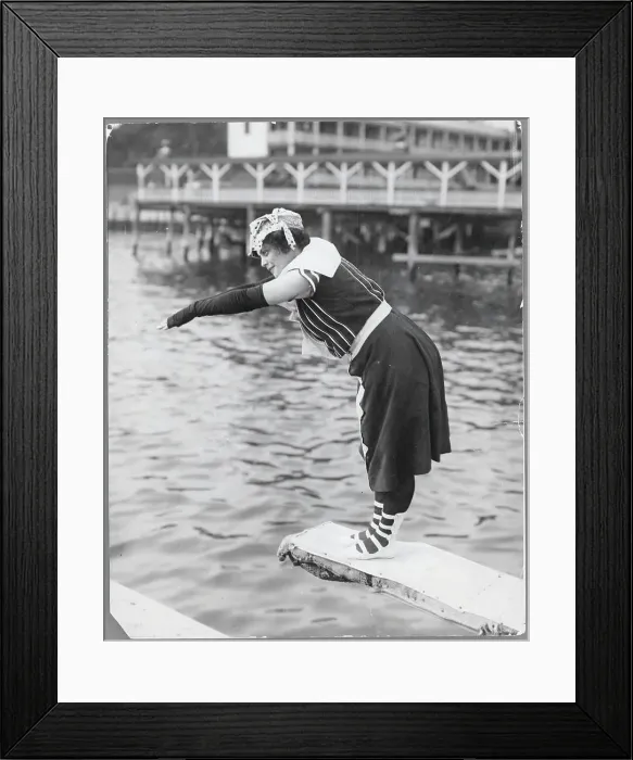Framed Print : Woman Preparing to Dive Framed Print : Woman Preparing to Dive
