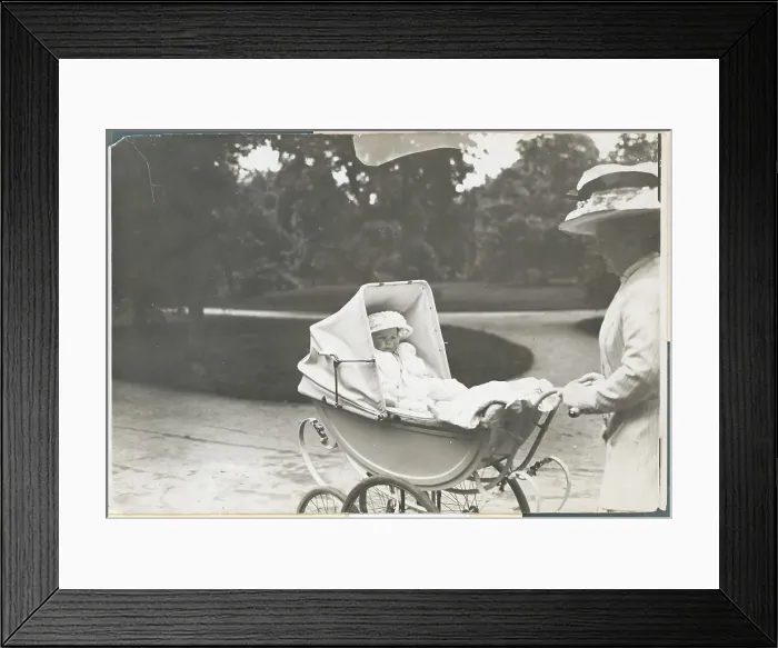 Framed Print : Portrait of Queen Juliana as a Baby Being Taken for a Stroll Framed Print : Portrait of Queen Juliana as a Baby Being Taken for a Stroll