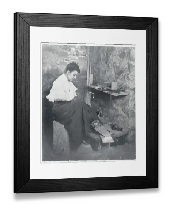 Framed Print : Armless Woman Sawing Wood Framed Print : Armless Woman Sawing Wood