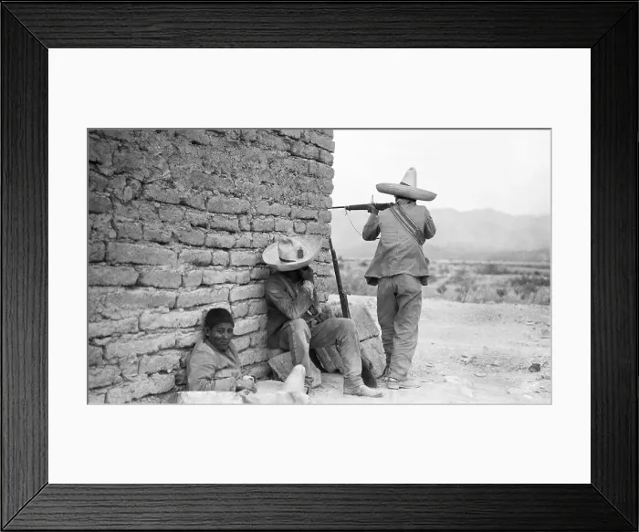 Framed Print : Sharpshooters Behind Wall During Mexican Revolution Framed Print : Sharpshooters Behind Wall During Mexican Revolution
