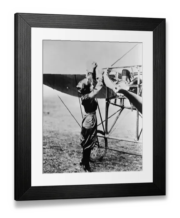 Framed Print : Pilot Harriet Quimby Starting Airplane Framed Print : Pilot Harriet Quimby Starting Airplane