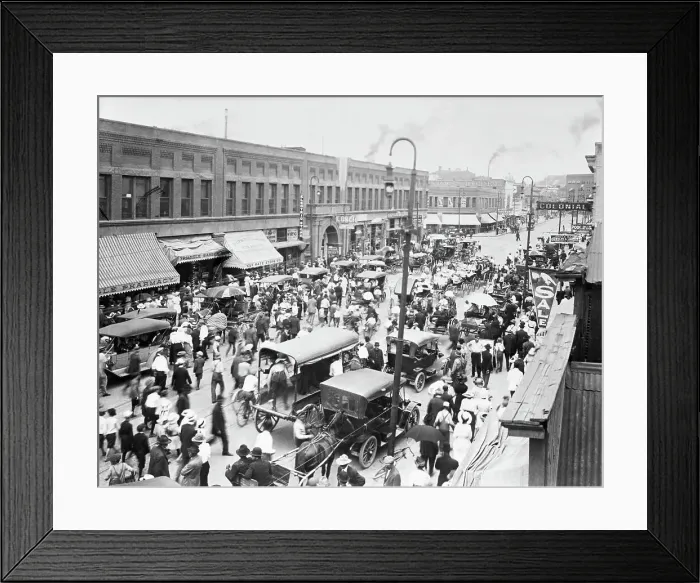 Framed Print : Main Street; Aerial View; Crowded Framed Print : Main Street; Aerial View; Crowded