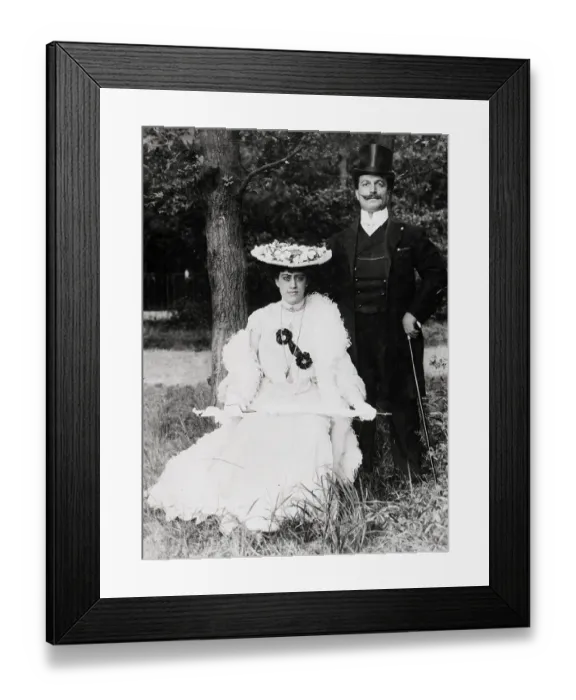 Framed Print : Society Man And Woman;Formal;Pose; Tree Framed Print : Society Man And Woman;Formal;Pose; Tree