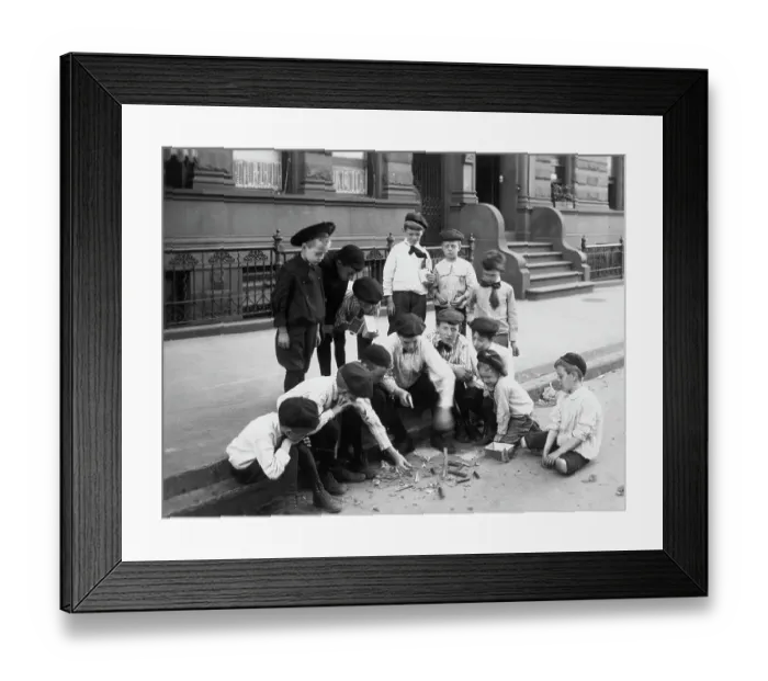Framed Print : Group Of Boys Ignite Fireworks