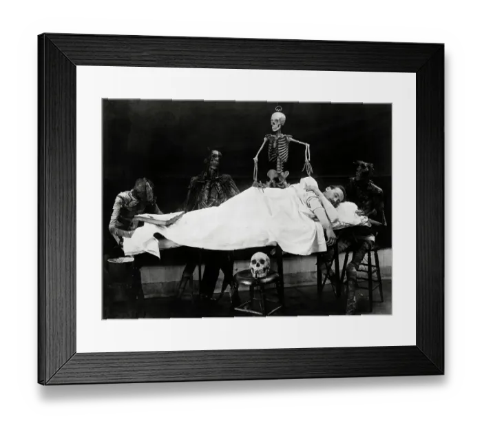 Framed Print : Skeletons Surrounding Sleeping Man Framed Print : Skeletons Surrounding Sleeping Man