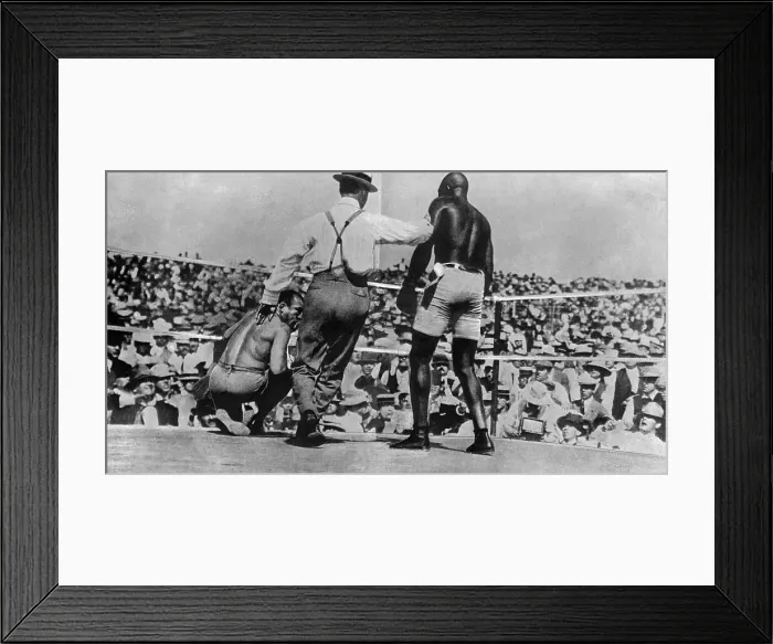 Framed Print : Jack Johnson Knocking Out His Opponent Framed Print : Jack Johnson Knocking Out His Opponent
