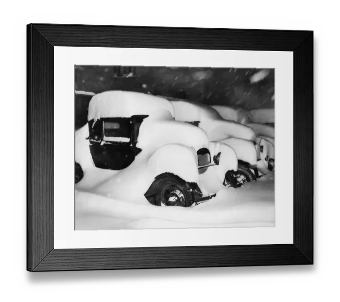 Framed Print : Cars Buried by Heavy Snowfall