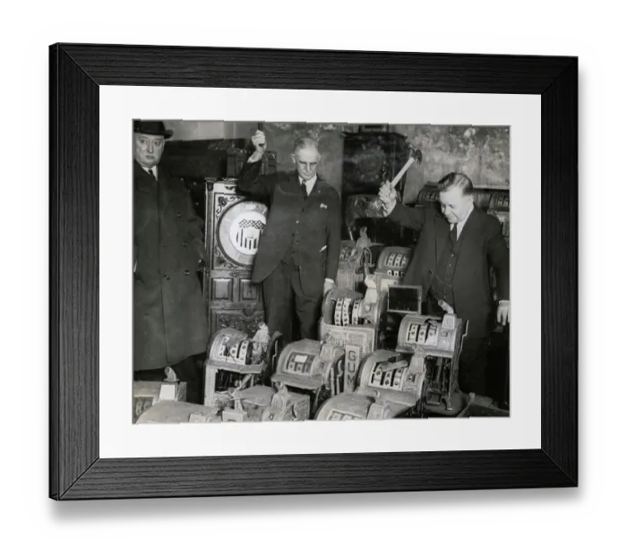 Framed Print : Agents Destroying Slot Machines Framed Print : Agents Destroying Slot Machines