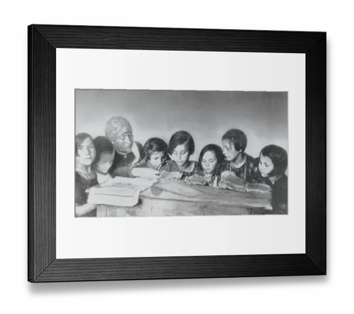 Framed Print : Jewish Teacher with Her Girl Students Framed Print : Jewish Teacher with Her Girl Students
