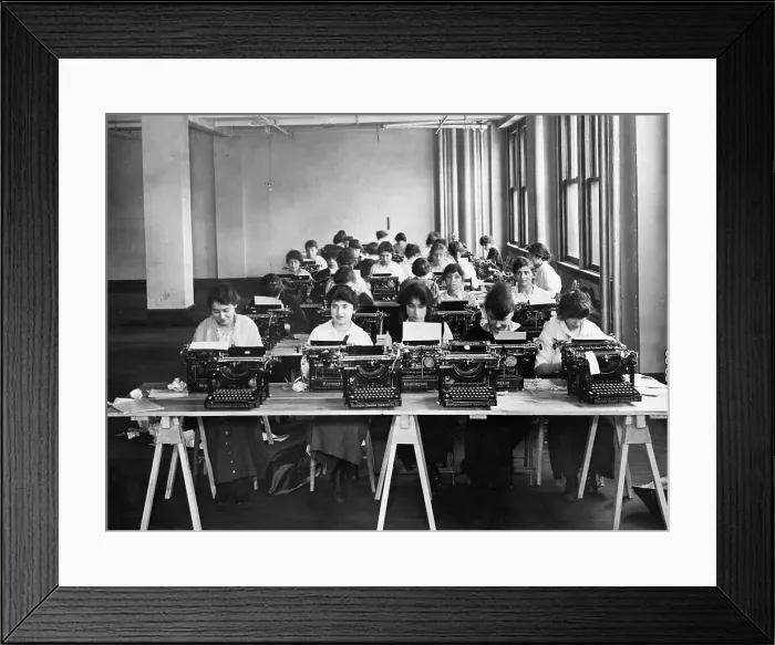 Framed Print : Women Typing in a Room