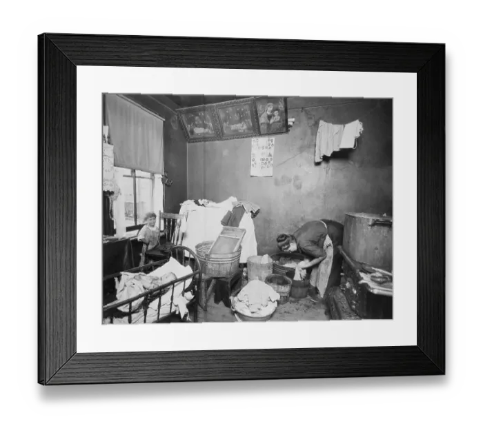 Framed Print : Woman Washing with Youngsters Nearby Framed Print : Woman Washing with Youngsters Nearby
