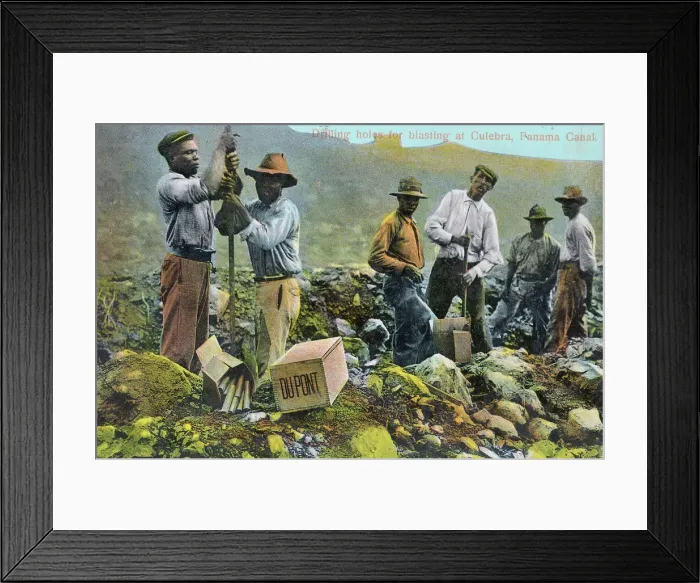 Framed Print : Panamanian Field Workers Drilling Holes at Canal Site Framed Print : Panamanian Field Workers Drilling Holes at Canal Site
