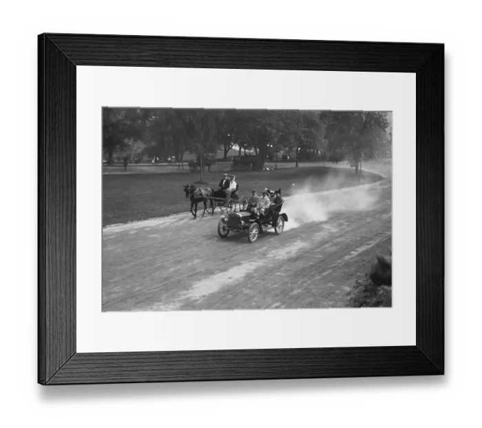 Framed Print : Drag Race Between Horse / Buggy And Car Framed Print : Drag Race Between Horse / Buggy And Car