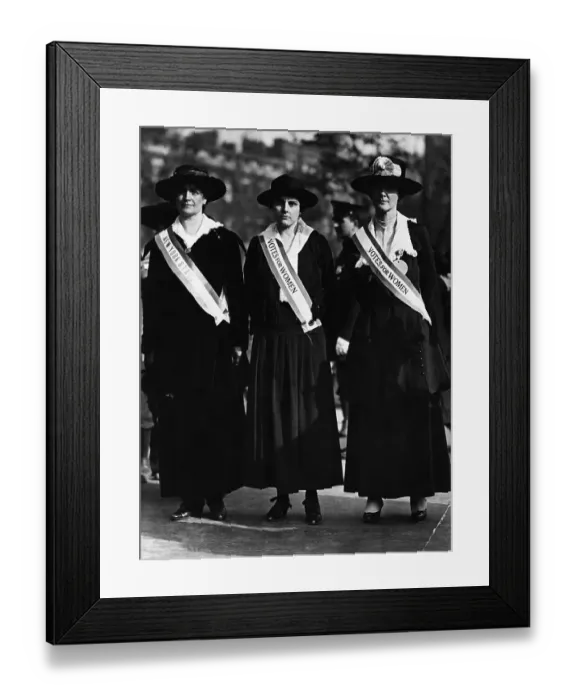Framed Print : Three Suffragettes Demonstrating Framed Print : Three Suffragettes Demonstrating
