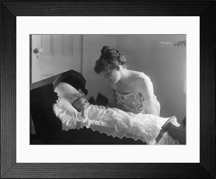 Framed Print : Mother Watching over Young Child