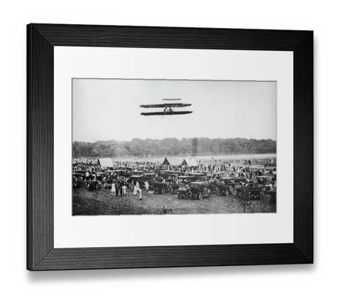 Framed Print : Orville Wright and Lt Lahm in Plane over Fort Myer Framed Print : Orville Wright and Lt Lahm in Plane over Fort Myer