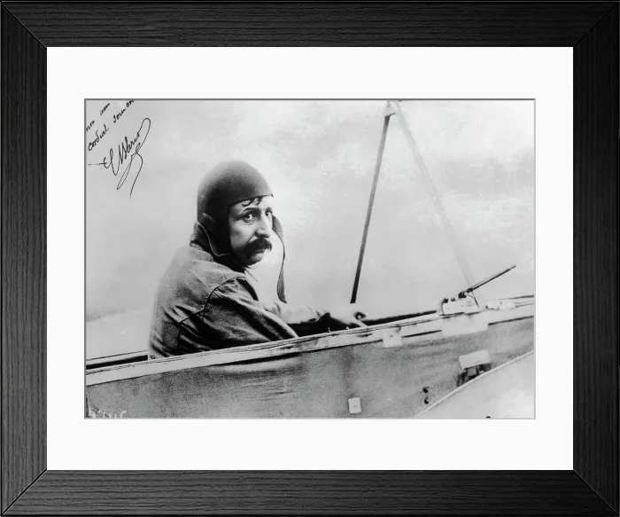 Framed Print : Louis Bleriot Sitting in His Airplane
