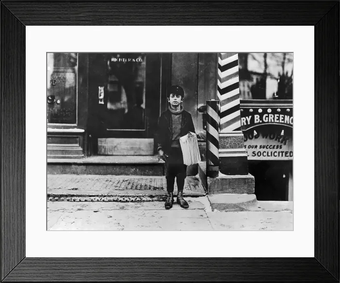 Framed Print : Newsboy on Sidewalk Framed Print : Newsboy on Sidewalk