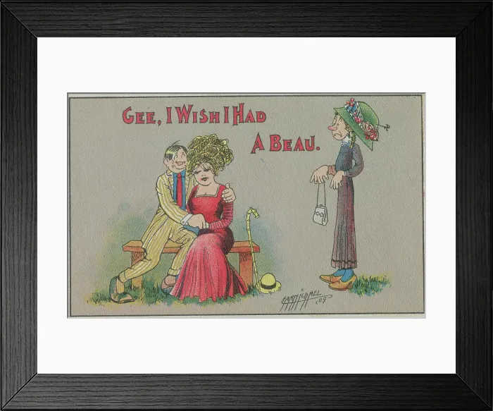 Framed Print : Cartoon Depicting Woman Without Boyfriend Framed Print : Cartoon Depicting Woman Without Boyfriend