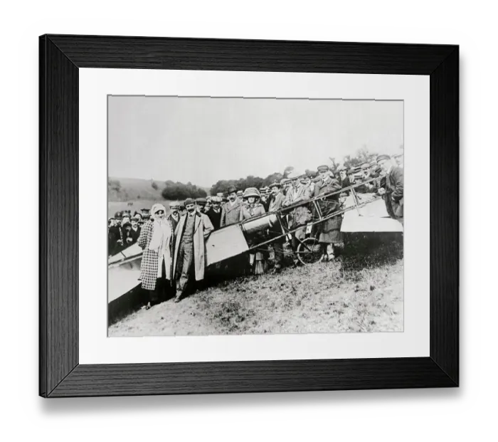 Framed Print : Louis Bleriot and Wife Standing by Airplane Framed Print : Louis Bleriot and Wife Standing by Airplane