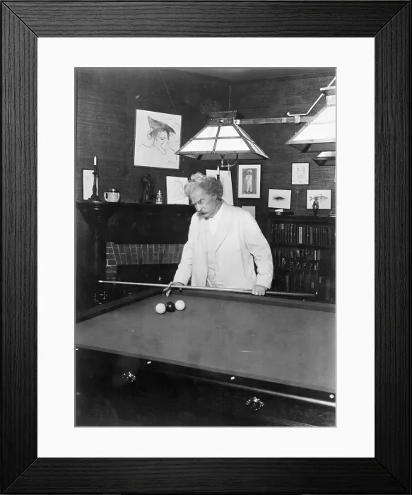 Framed Print : Mark Twain Playing Billiards