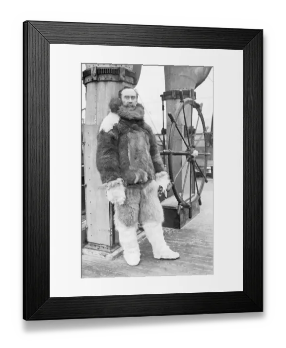 Framed Print : Robert Peary Wearing Fur Suit on Deck Roosevelt Framed Print : Robert Peary Wearing Fur Suit on Deck Roosevelt